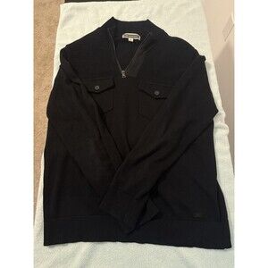 INC International Concepts 1/4 Zip Ribbed L/S Sweater Men’s Size L Black